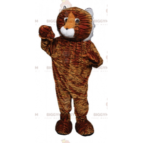 Traje de mascote BIGGYMONKEY™ Leopardo marrom e branco com