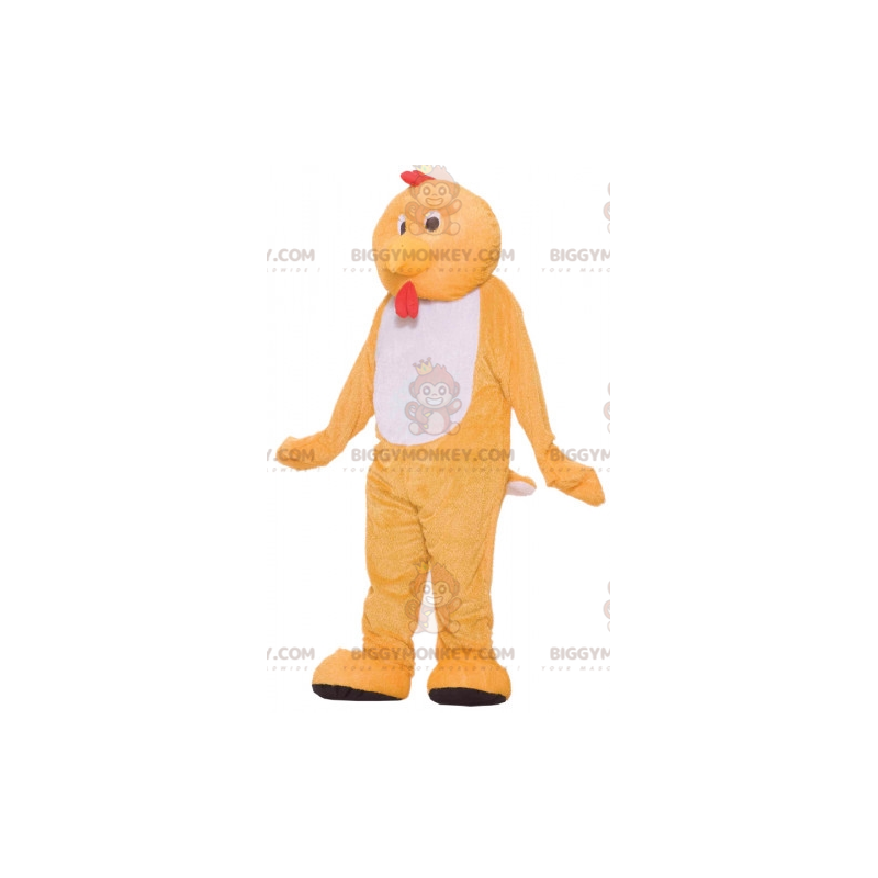 Orange och vit tupphöna BIGGYMONKEY™ maskotdräkt - BiggyMonkey