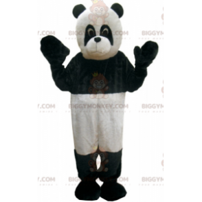 Traje de mascote Panda BIGGYMONKEY™ em preto e branco. urso