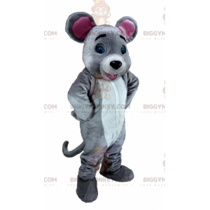 Costume de mascotte BIGGYMONKEY™ de souris grise blanche et