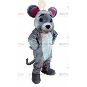 Costume de mascotte BIGGYMONKEY™ de souris grise blanche et