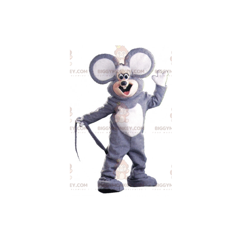 BIGGYMONKEY™ Mascot Costume Gray and White Mouse with Big Ears