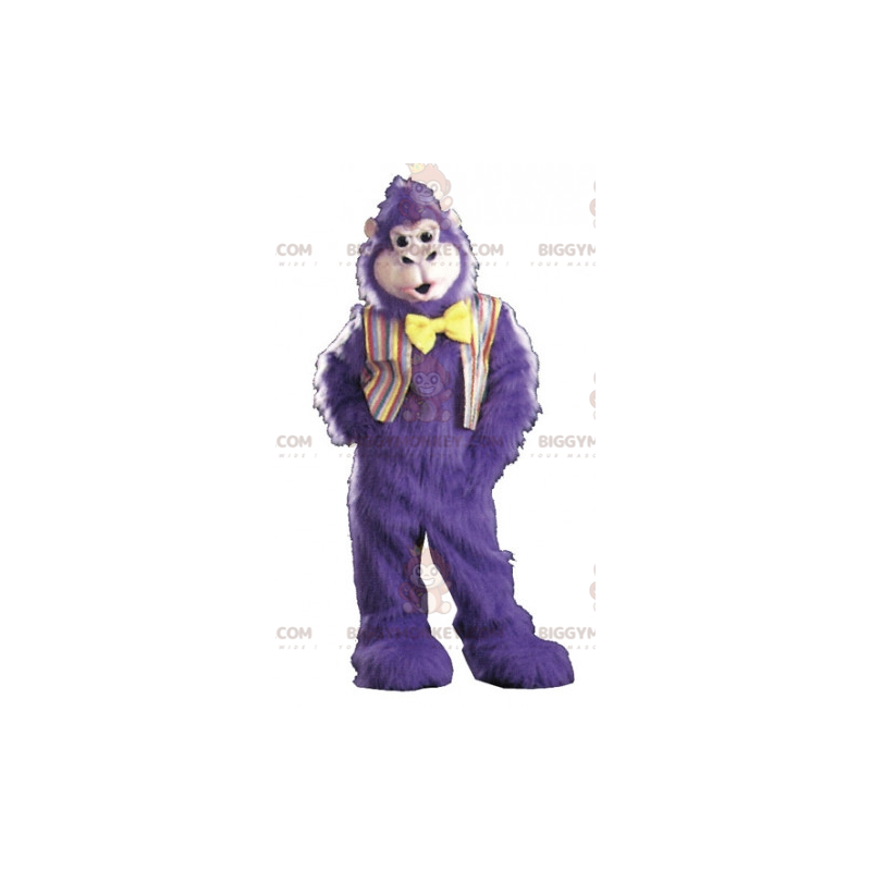 BIGGYMONKEY™ Costume da mascotte Gorilla viola molto peloso con