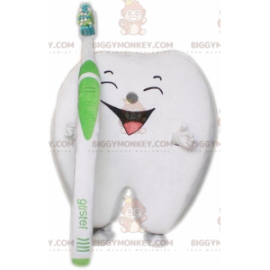 Giant White Tooth BIGGYMONKEY™ maskottiasu hammasharjalla -