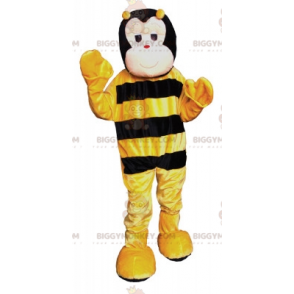 Traje de mascote BIGGYMONKEY™ de abelha gigante amarela e