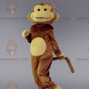 Costume de mascotte BIGGYMONKEY™ de singe marron et beige.