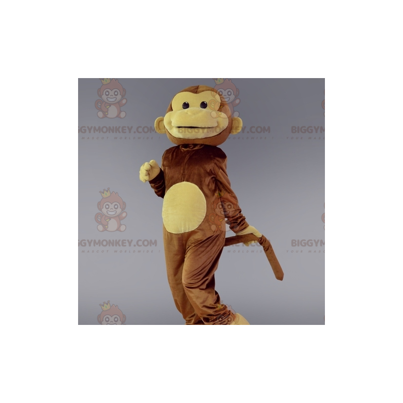 Costume de mascotte BIGGYMONKEY™ de singe marron et beige.