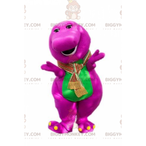 Sjovt fyldig pink og grøn dinosaur BIGGYMONKEY™ maskotkostume -