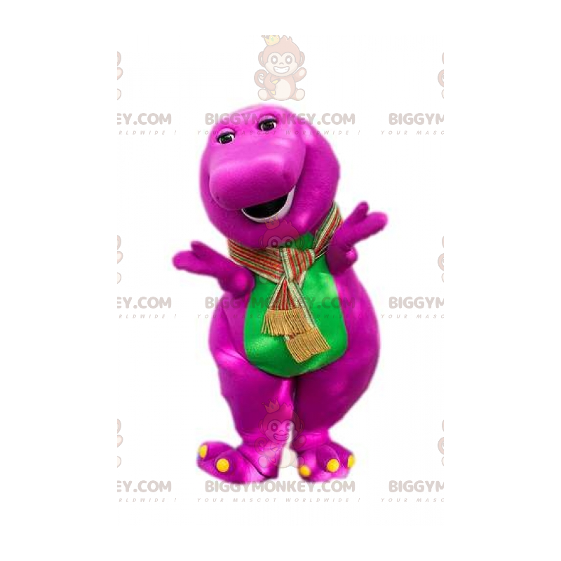 Costume de mascotte BIGGYMONKEY™ de dinosaure rose et vert dodu