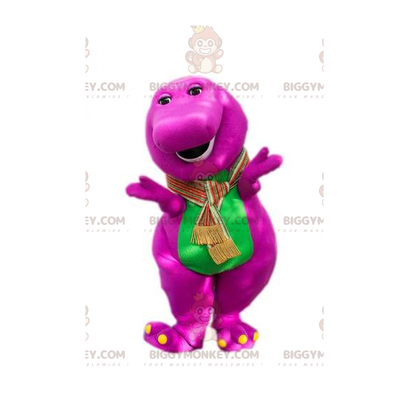Fantasia de mascote BIGGYMONKEY™ de dinossauro gorducho rosa e