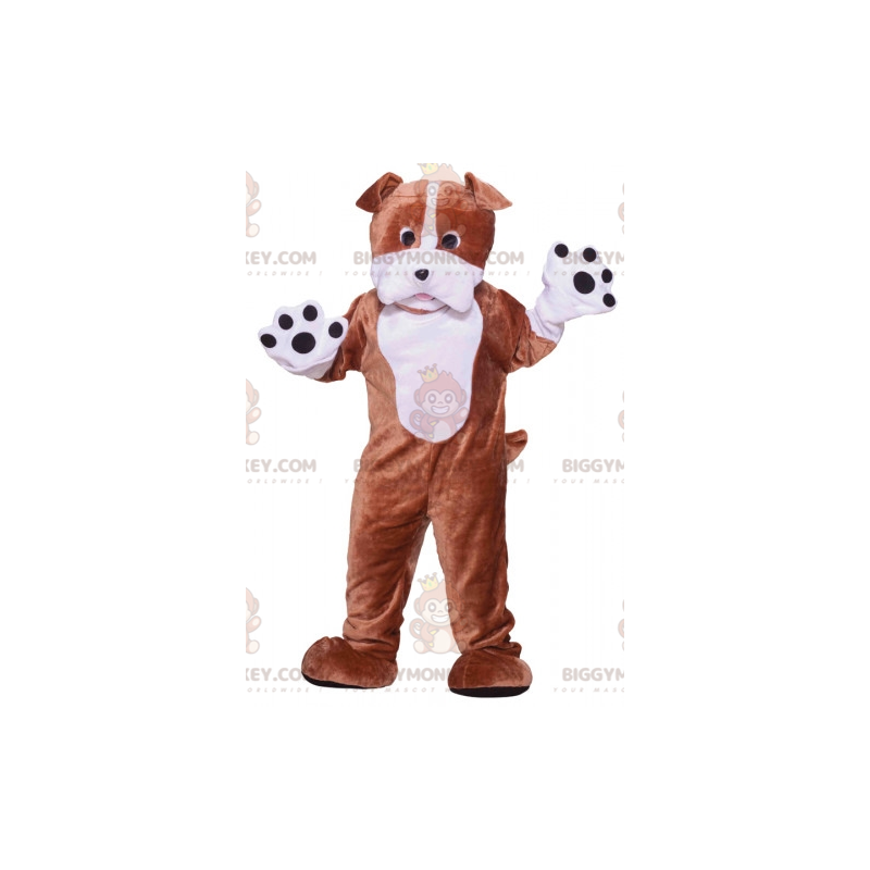 Costume de mascotte BIGGYMONKEY™ de chien marron et blanc.