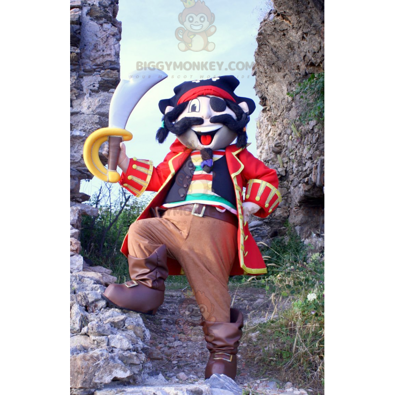 Värikäs Pirate BIGGYMONKEY™ -maskottiasu perinteisessä mekossa