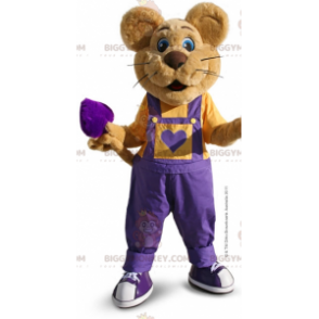 Disfraz de mascota de ratón marrón BIGGYMONKEY™ con overol