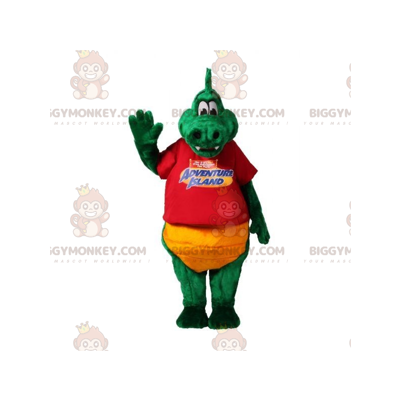 Costume de mascotte BIGGYMONKEY™ de crocodile vert et jaune