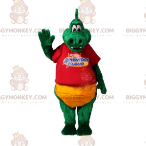 Costume de mascotte BIGGYMONKEY™ de crocodile vert et jaune