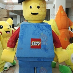 Kæmpe blå rød og gul Lego BIGGYMONKEY™ maskot kostume. Lego