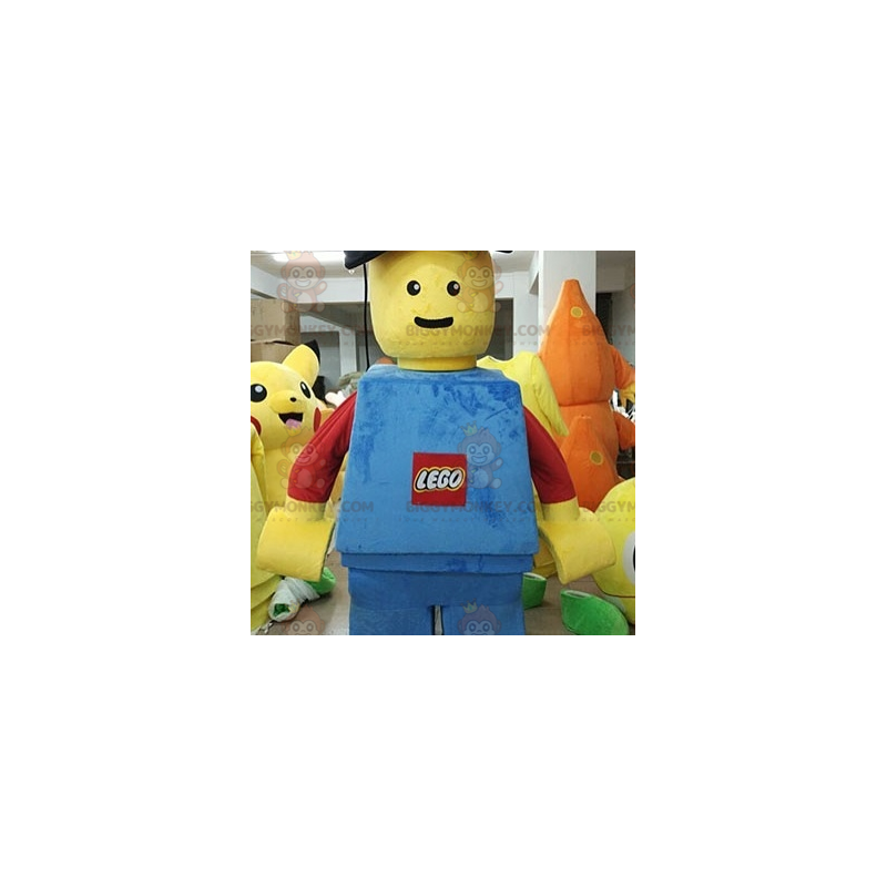 Costume de mascotte BIGGYMONKEY™ de Lego bleu rouge et jaune