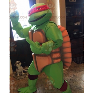 BIGGYMONKEY™ Ninja Turtle Mascot-dräkt med rött pannband -
