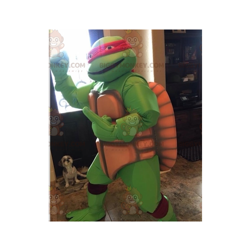 BIGGYMONKEY™ Ninja Turtle Mascot-dräkt med rött pannband -