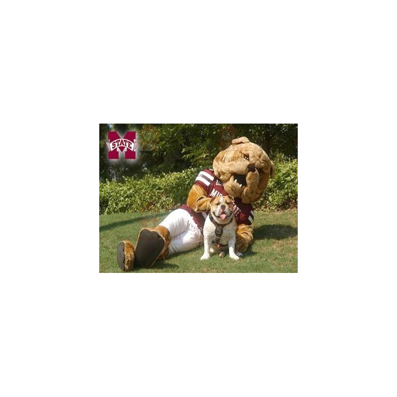 Brown Bulldog BIGGYMONKEY™ Mascot Costume In Sportswear -
