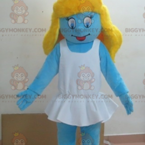 Disfraz de mascota Pitufina personaje famoso azul BIGGYMONKEY™