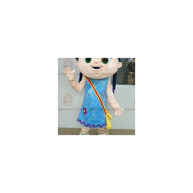 Fantasia de mascote menina BIGGYMONKEY™ com tranças e vestido