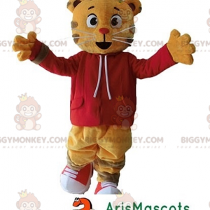 Orange Cat Tiger BIGGYMONKEY™ Mascot Costume With Red