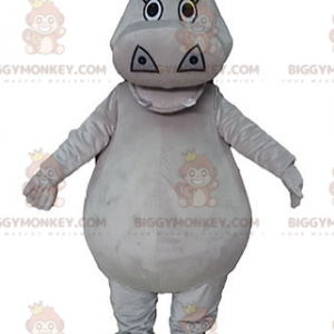 Bonito disfraz de mascota de hipopótamo gris regordete
