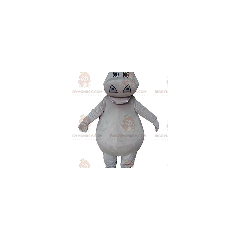Cute Plump Gray Hippo BIGGYMONKEY™ Mascot Costume -