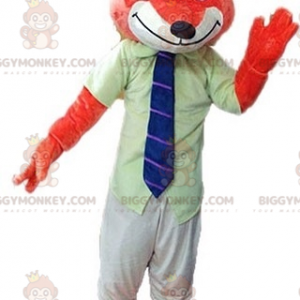 Costume da mascotte Orange Fox BIGGYMONKEY™ con cravatta -
