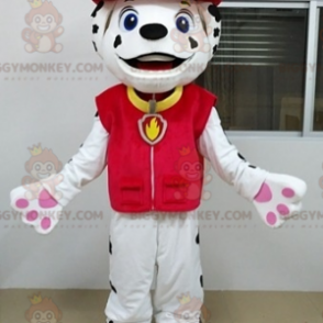 Costume de mascotte BIGGYMONKEY™ de chien blanc et noir de