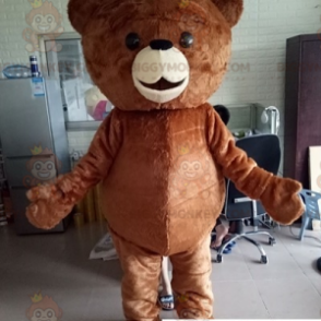 BIGGYMONKEY™ Plump and Affectionate Brown Teddy Bear Mascot