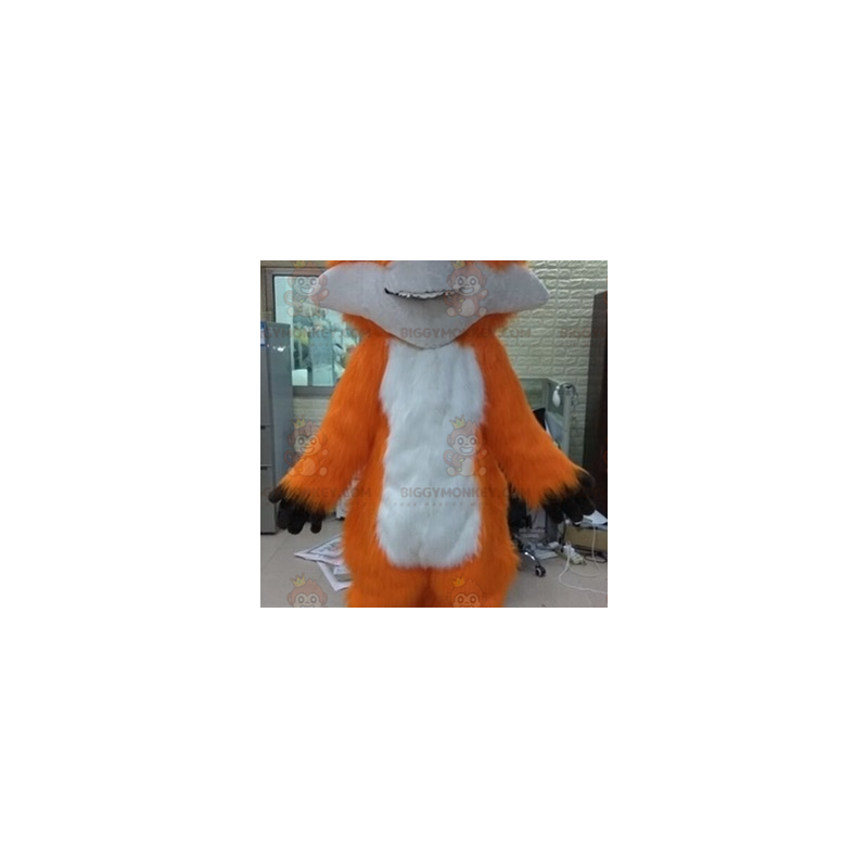 BIGGYMONKEY™ Soft and Furry White and Orange Fox Mascot Costume