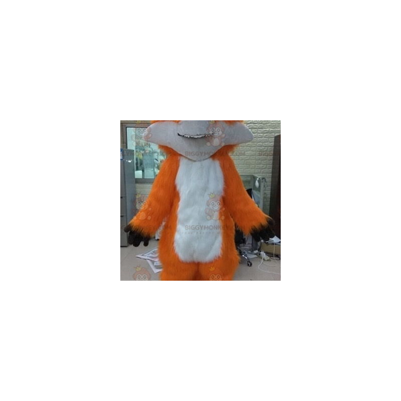 Costume de mascotte BIGGYMONKEY™ de renard blanc et orange doux