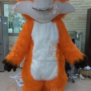 BIGGYMONKEY™ blødt og lodnet hvidt og orange rævemaskotkostume