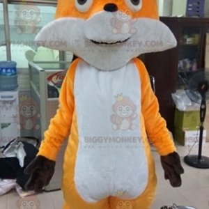 Barevný kostým maskota BIGGYMONKEY™ z jemné oranžovo-bílé lišky