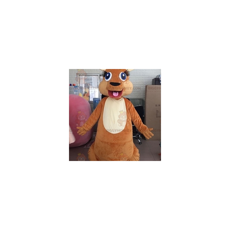 Costume de mascotte BIGGYMONKEY™ de kangourou marron et blanc