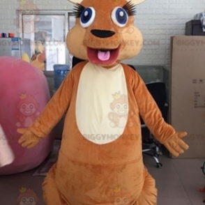 Costume de mascotte BIGGYMONKEY™ de kangourou marron et blanc