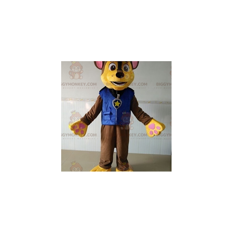 BIGGYMONKEY™ Mascot Costume Brown & Yellow Dog In Policeman