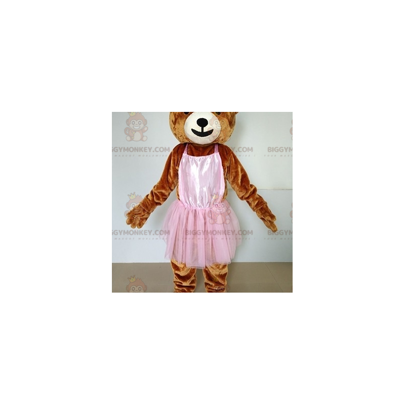 Brown Teddy BIGGYMONKEY™ Mascot Costume with Pink Tutu -