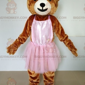 Brown Teddy BIGGYMONKEY™ Mascot Costume with Pink Tutu -