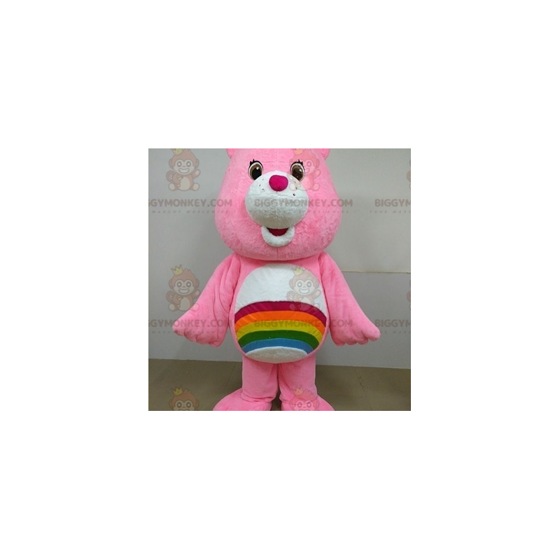Rainbow Troetelbeer roze BIGGYMONKEY™ mascottekostuum -