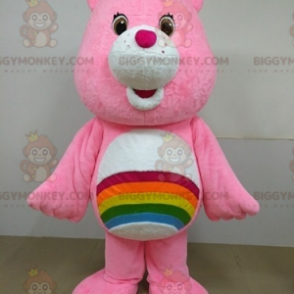 Costume mascotte BIGGYMONKEY™ rosa orso arcobaleno -