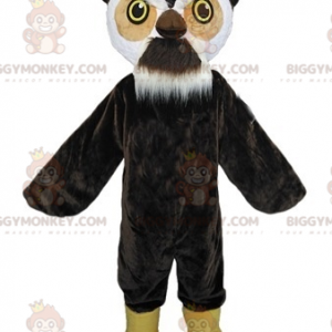 BIGGYMONKEY™ maskotkostume Sort brun og hvid ugle med skæg -