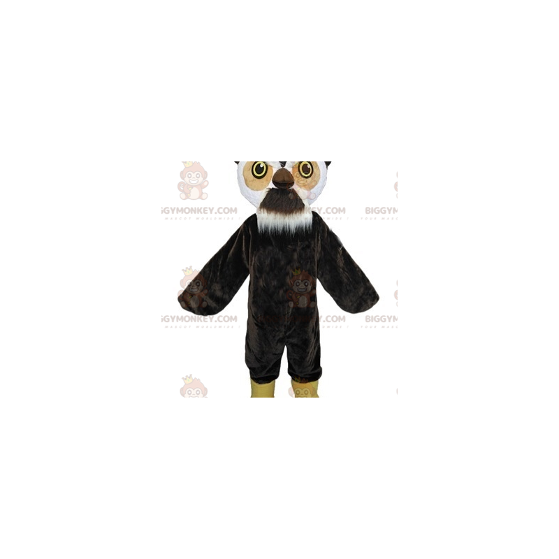 Costume de mascotte BIGGYMONKEY™ de hibou noir marron et blanc