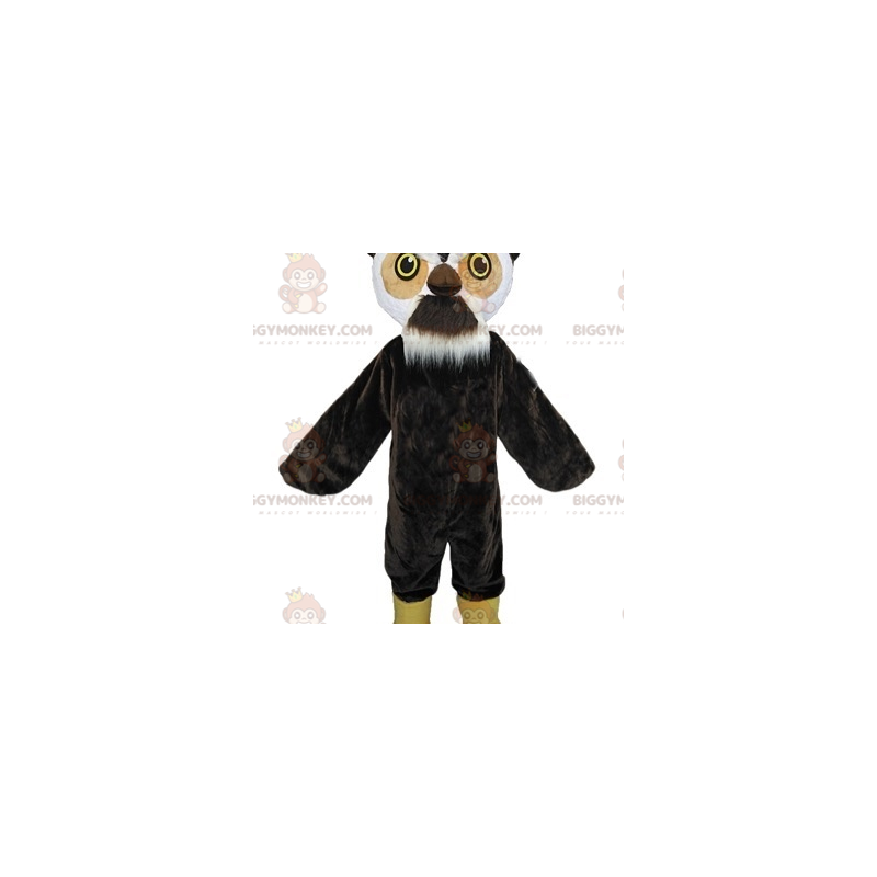 Traje de mascote BIGGYMONKEY™ Coruja preta marrom e branca com