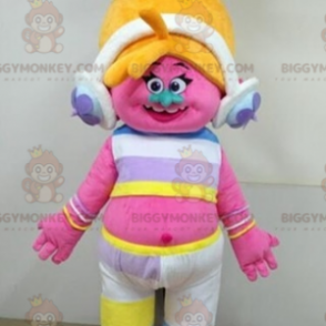 Costume da mascotte Troll rosa con capelli biondi BIGGYMONKEY™