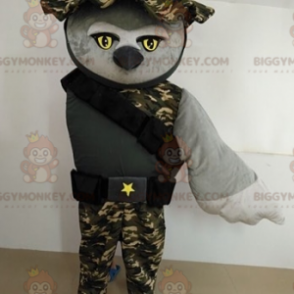 Costume de mascotte BIGGYMONKEY™ de hibou habillé en militaire