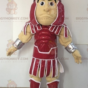 Gladiator BIGGYMONKEY™ maskotkostume klædt i rødt outfit -