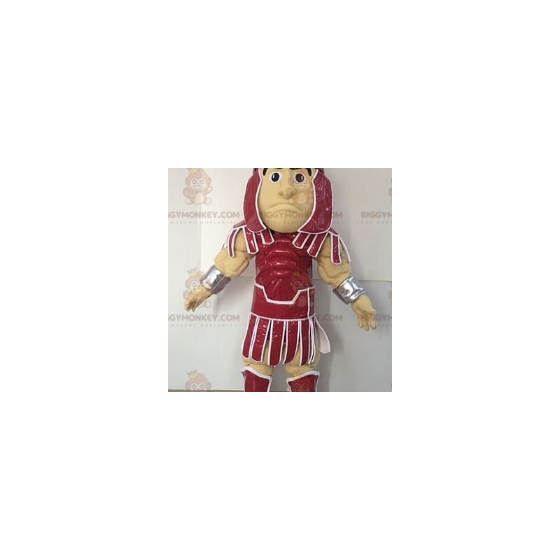 Gladiator BIGGYMONKEY™ mascottekostuum gekleed in rode outfit -